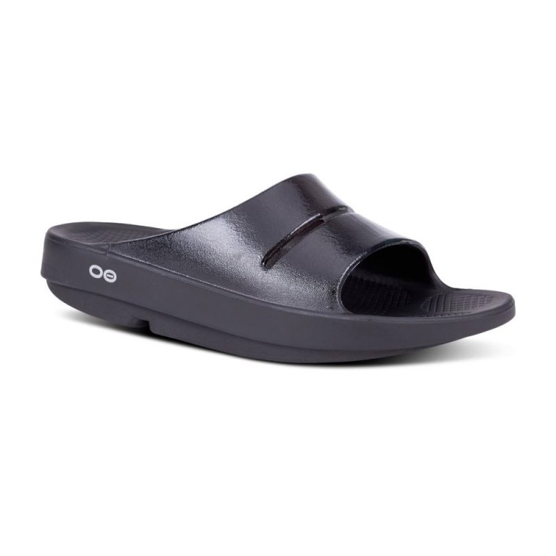 OOFOS Women's OOahh Luxe Slide Sandal - Black