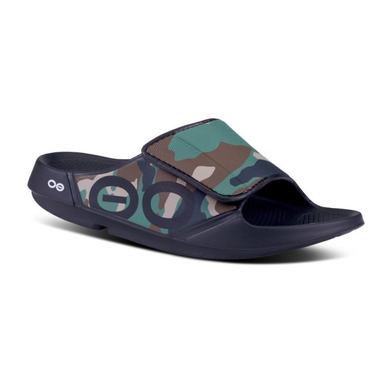 OOFOS Men's OOahh Sport Flex Sandal- Woodland Camo