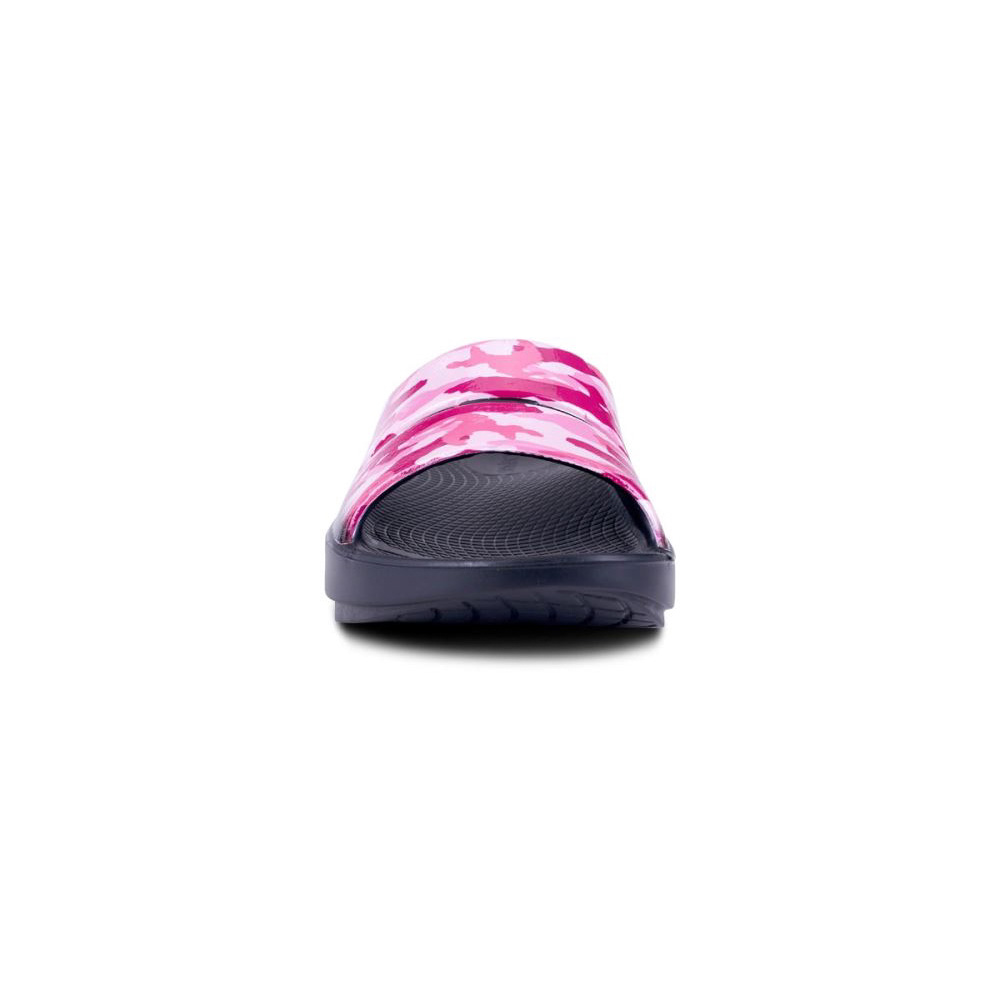 OOFOS Women's OOahh Luxe Slide Sandal - Project Pink Camo