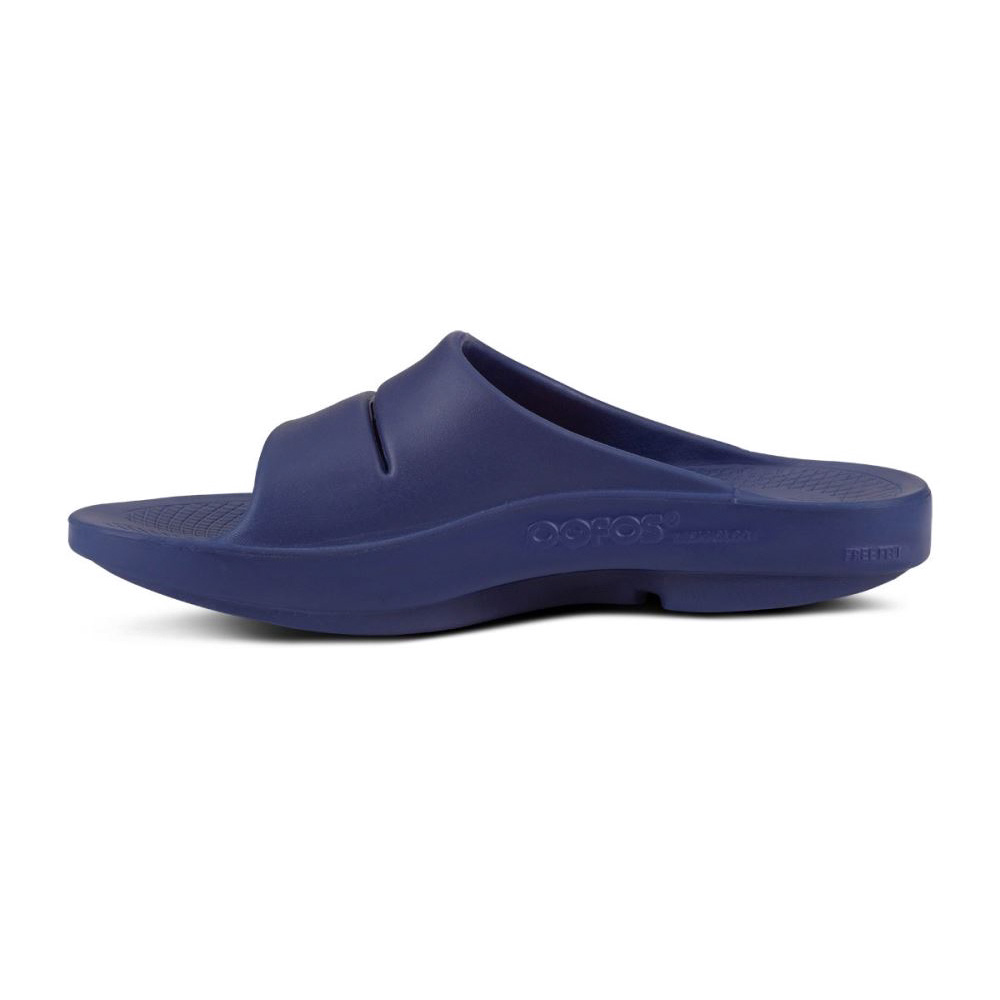 OOFOS Men's OOahh Sport Slide Sandal - Navy White