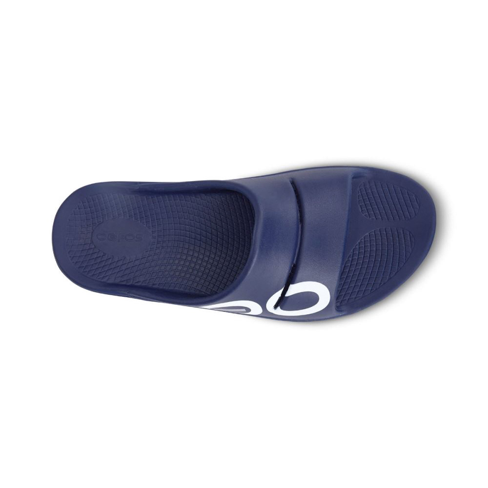 OOFOS Men's OOahh Sport Slide Sandal - Navy White