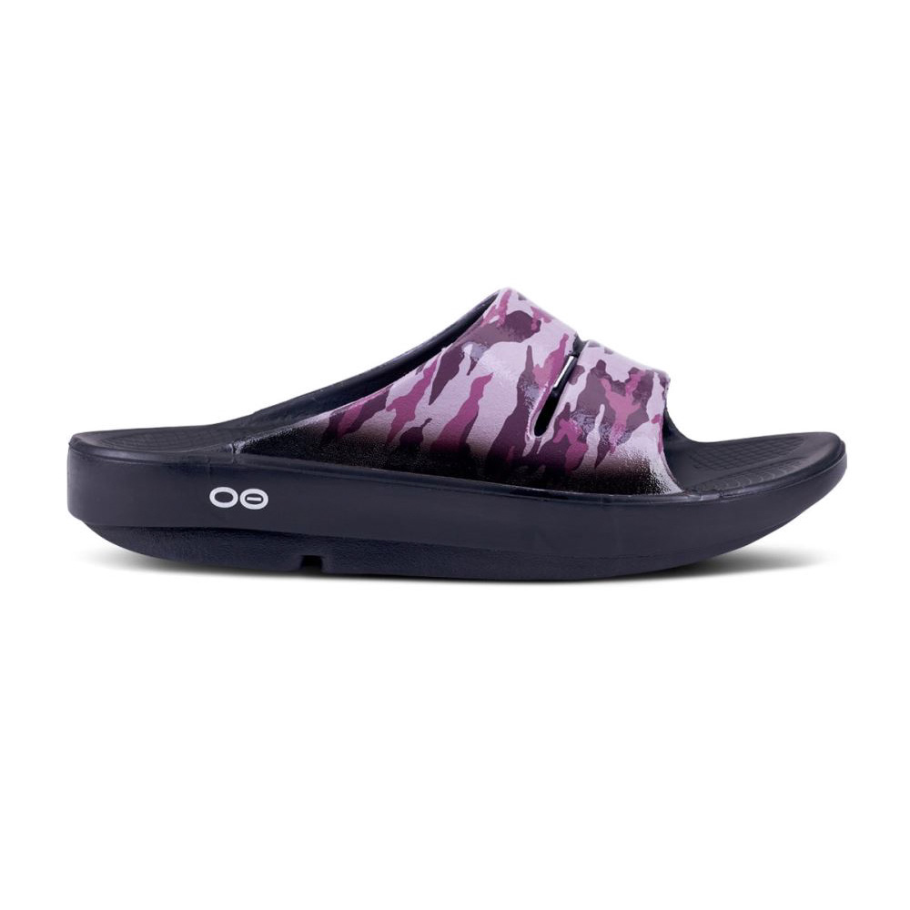 OOFOS Women's OOahh Luxe Slide Sandal - Purple Camo
