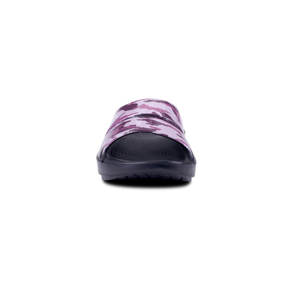 OOFOS Women's OOahh Luxe Slide Sandal - Purple Camo