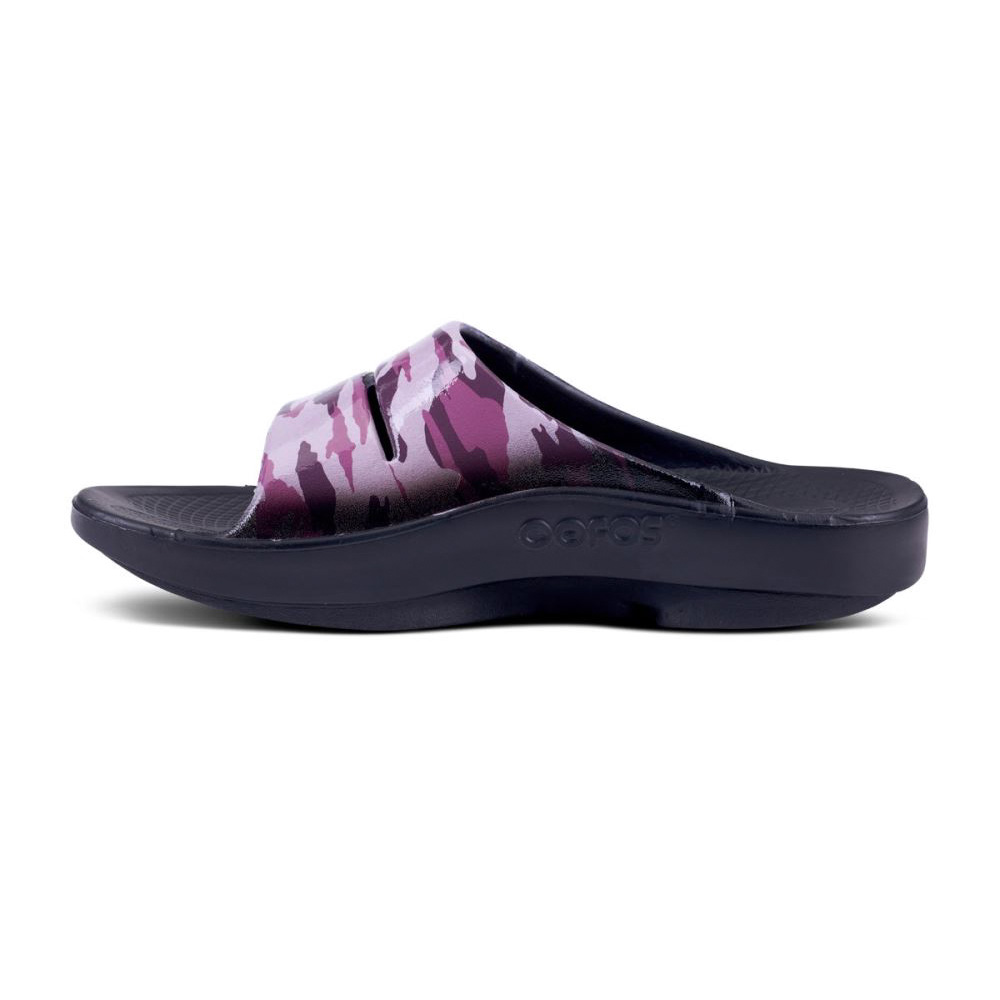OOFOS Women's OOahh Luxe Slide Sandal - Purple Camo