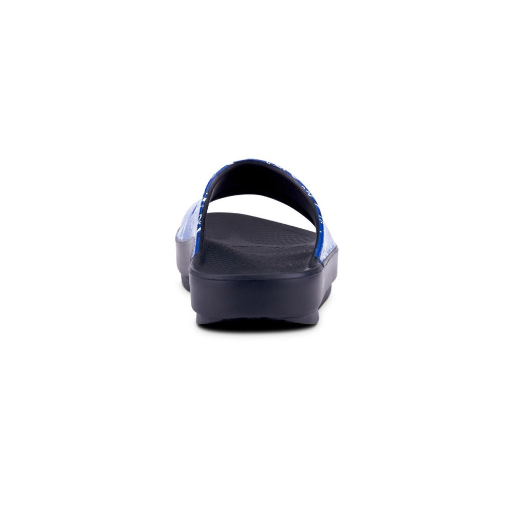 OOFOS Women's OOahh Luxe Slide Sandal - Blue Bandana