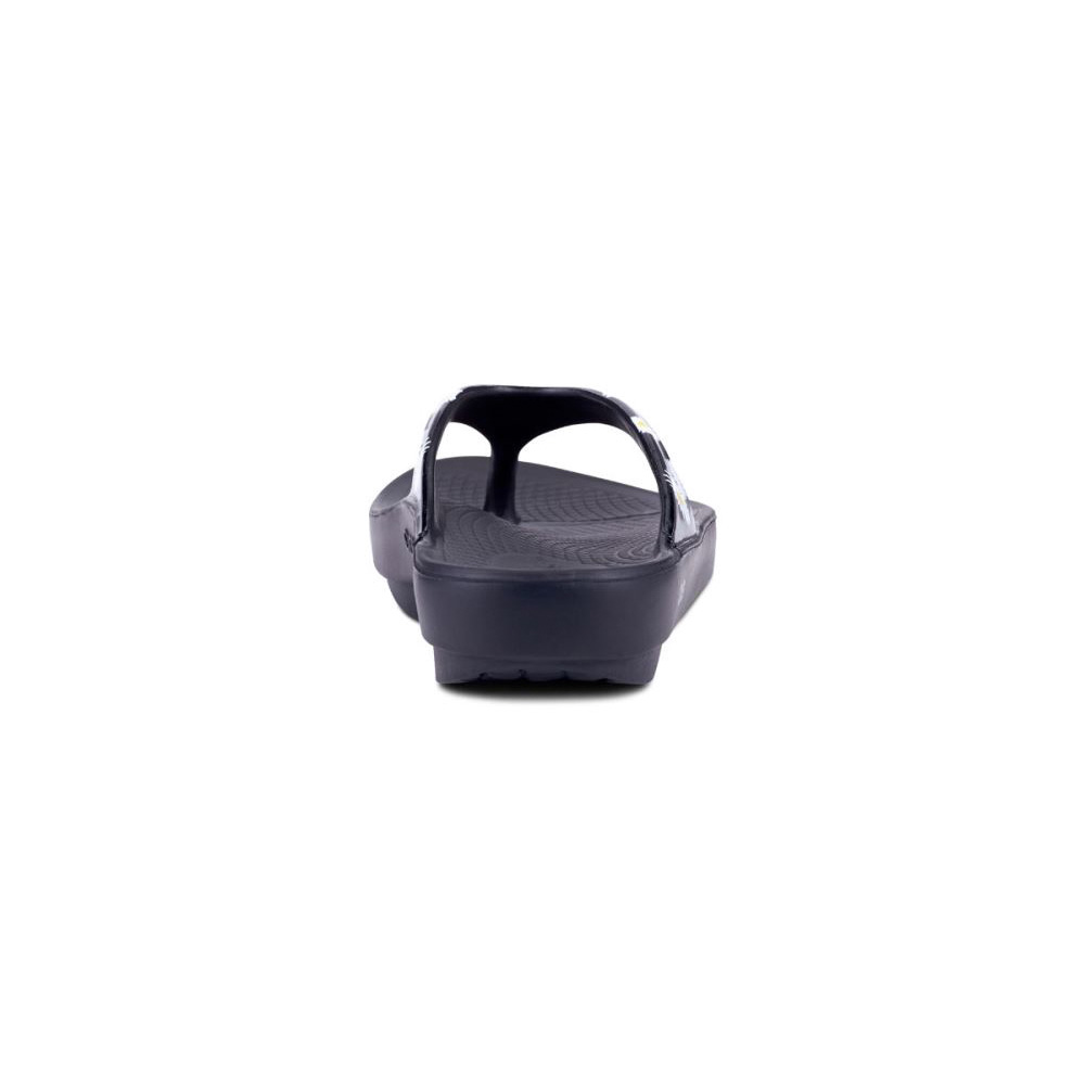 OOFOS Women's OOlala Limited Sandal - Black Daisy
