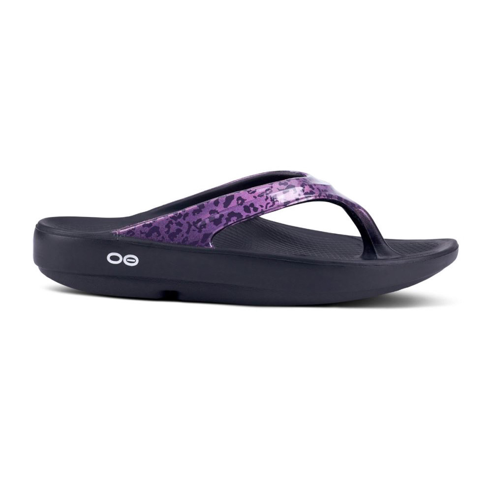 OOFOS Women's OOlala Limited Sandal - Violet Leopard