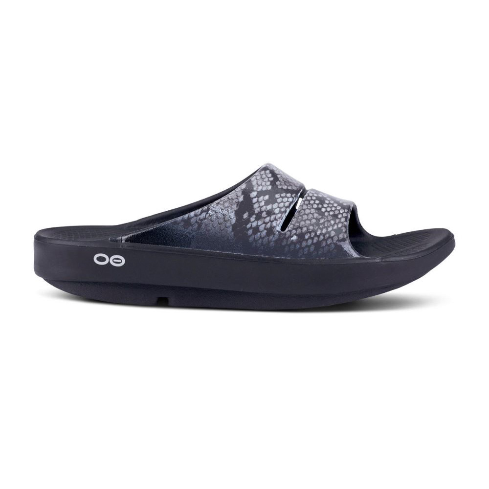 OOFOS Women's OOahh Luxe Slide Sandal - Snake