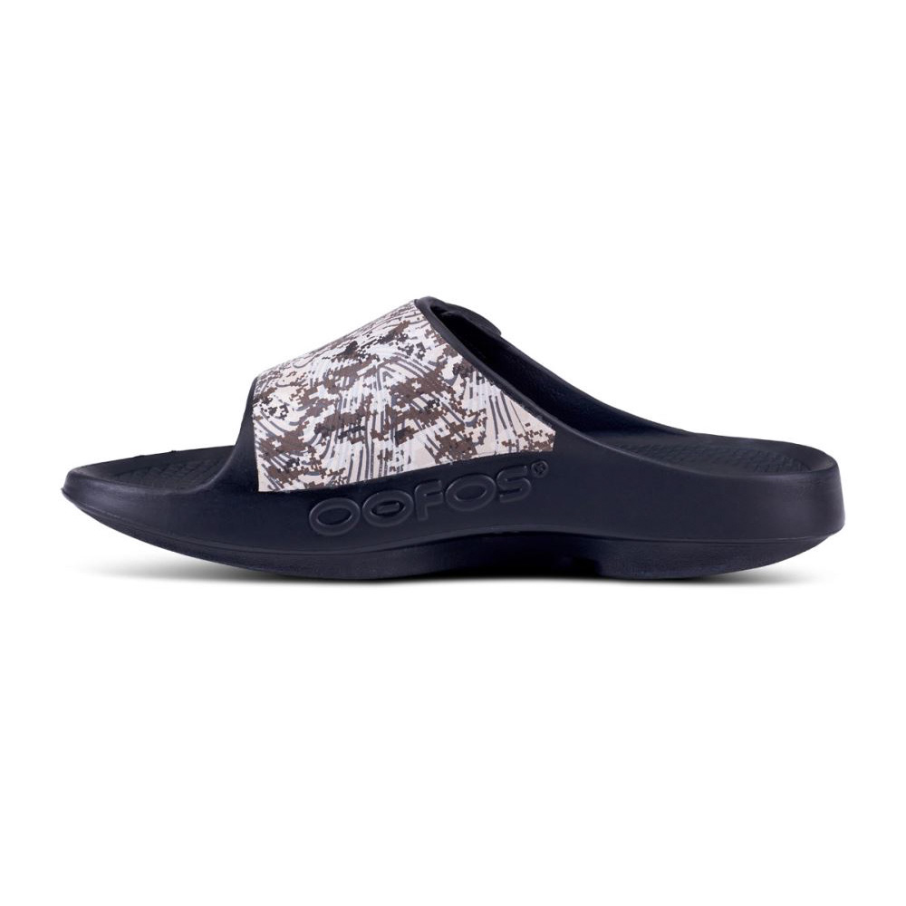 OOFOS Men's OOahh Sport Flex Sandal- Desert Camo