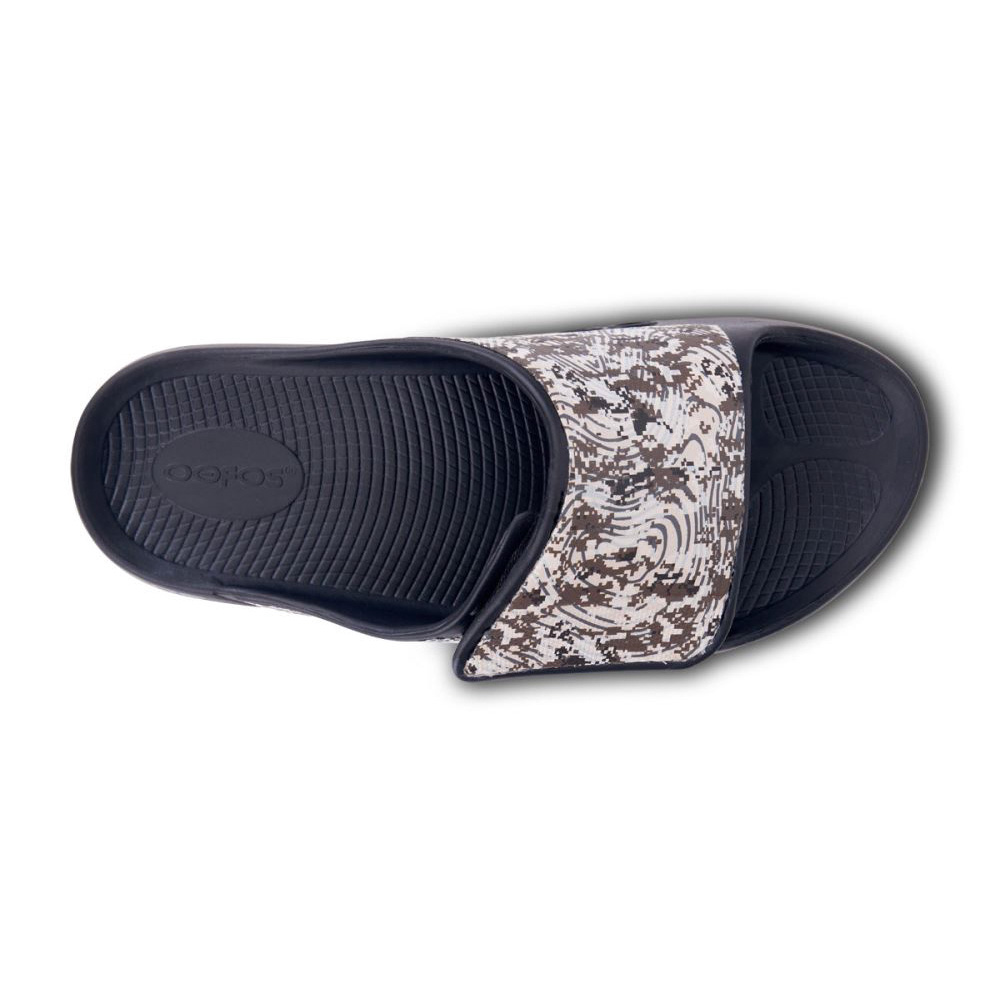 OOFOS Men's OOahh Sport Flex Sandal- Desert Camo