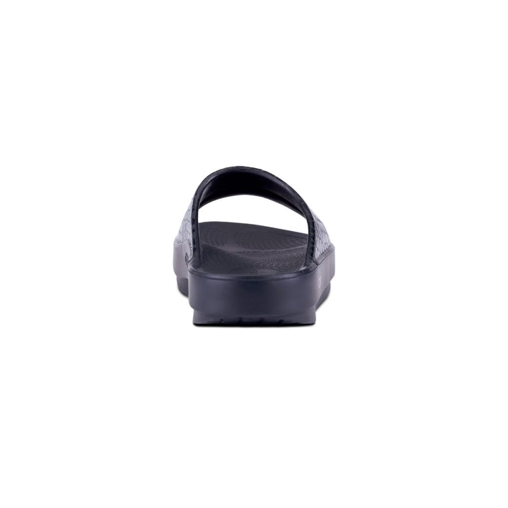 OOFOS Women's OOahh Luxe Slide Sandal - Black Gator