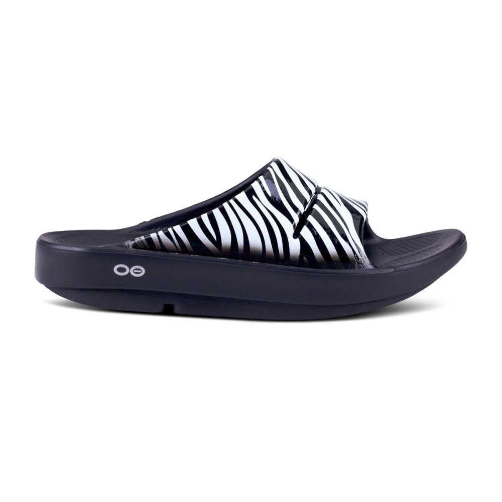 OOFOS Women's OOahh Luxe Slide Sandal - Zebra