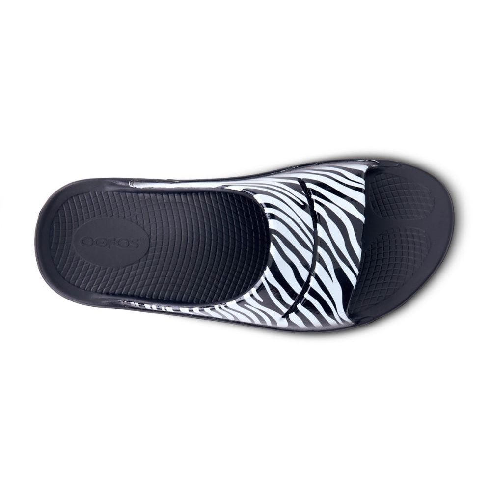 OOFOS Women's OOahh Luxe Slide Sandal - Zebra