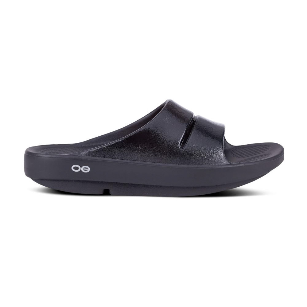 OOFOS Women's OOahh Luxe Slide Sandal - Black