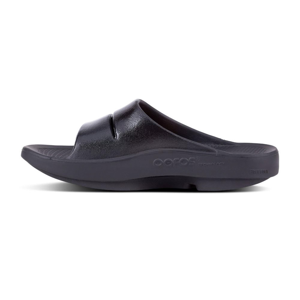 OOFOS Women's OOahh Luxe Slide Sandal - Black