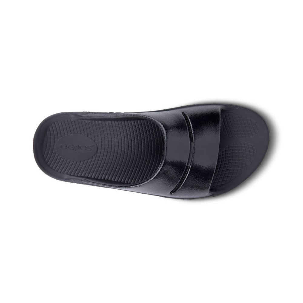 OOFOS Women's OOahh Luxe Slide Sandal - Black
