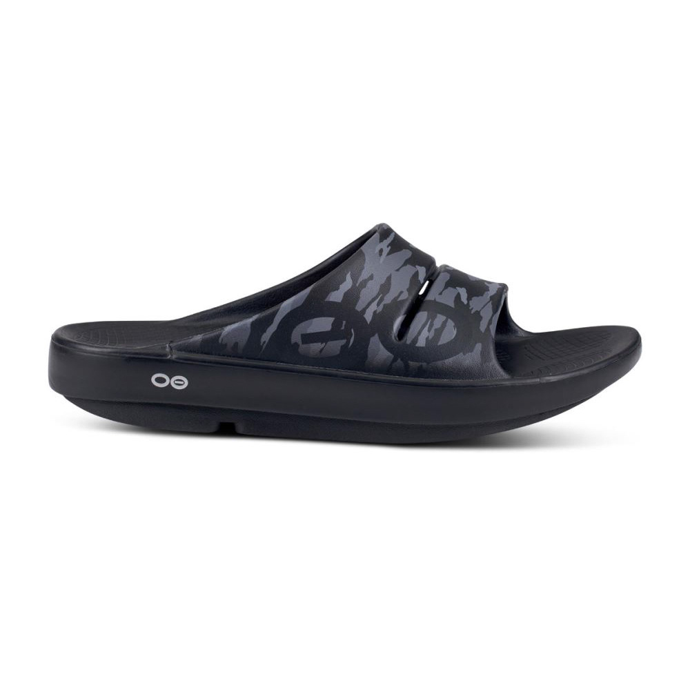 OOFOS Women's OOahh Sport Slide Sandal - Black Camo