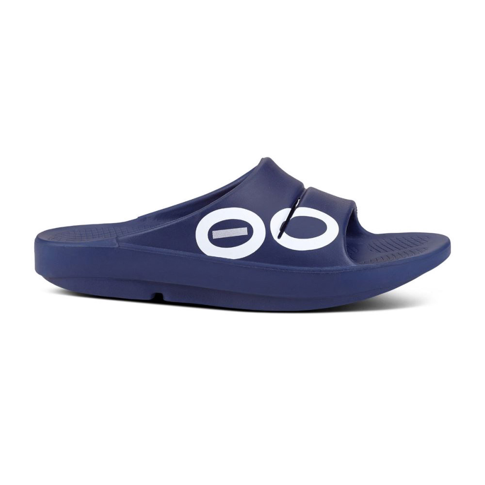 OOFOS Women's OOahh Sport Slide Sandal - Navy White