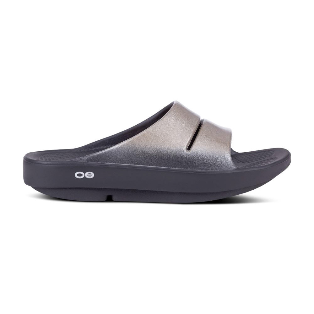 OOFOS Women's OOahh Luxe Slide Sandal - Latte