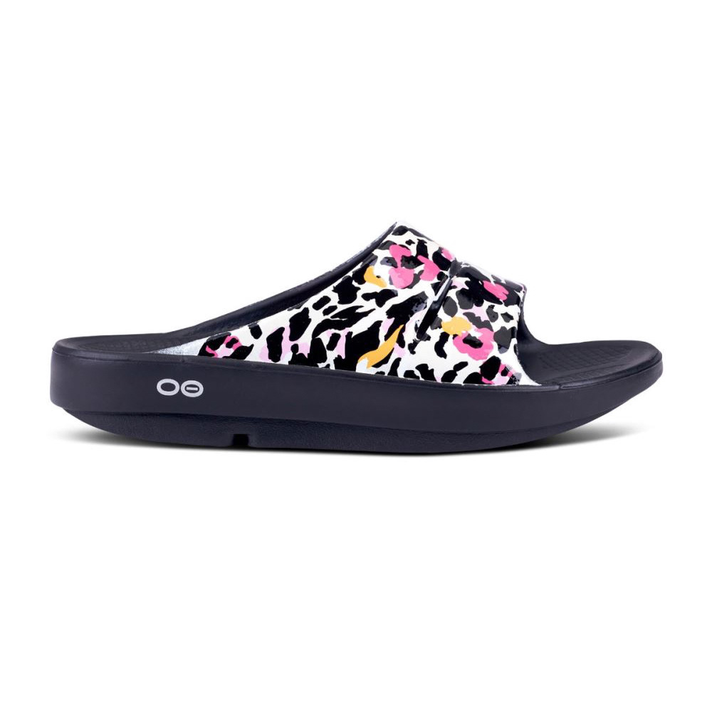 OOFOS Women's OOahh Luxe Slide Sandal - Tiger Lily
