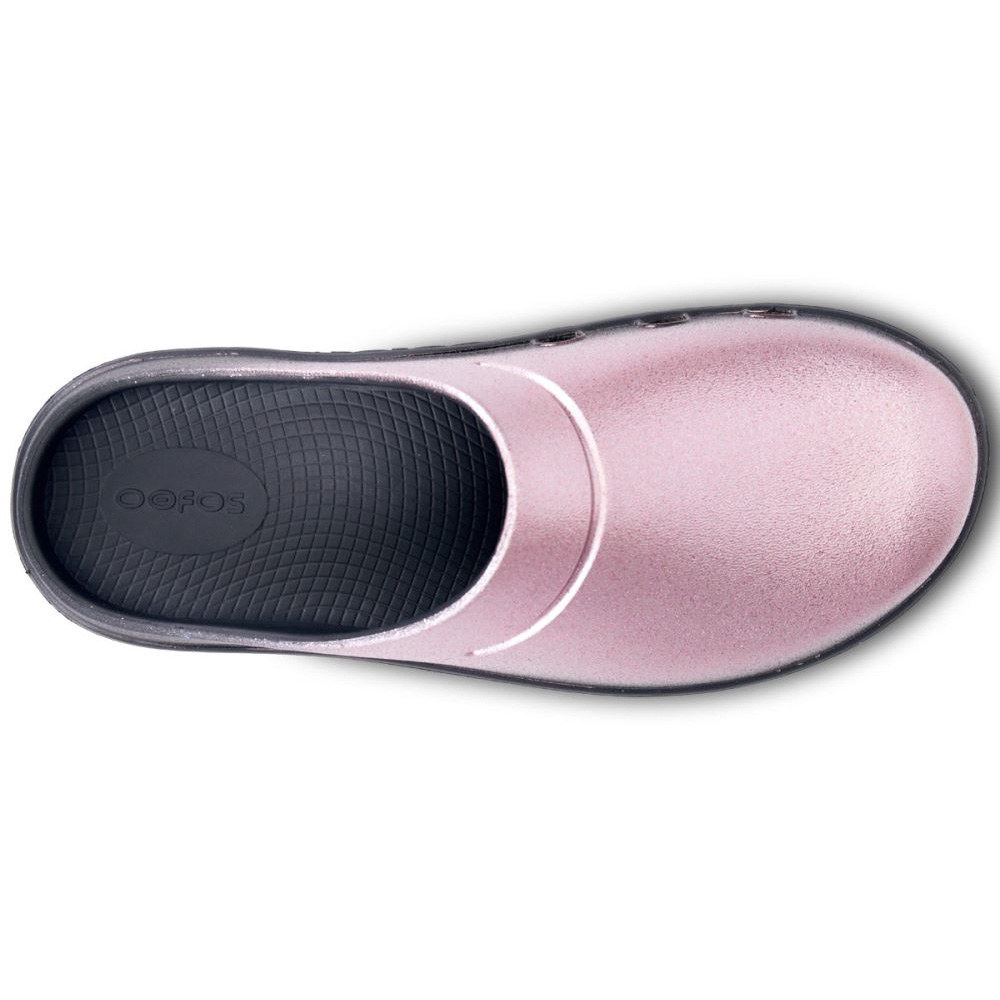 OOFOS Women's OOcloog Luxe Clog - Rose Sparkle