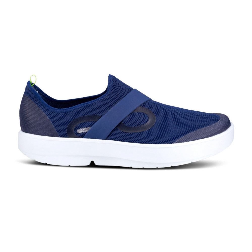 OOFOS Men's OOmg Low Shoe - White & Navy