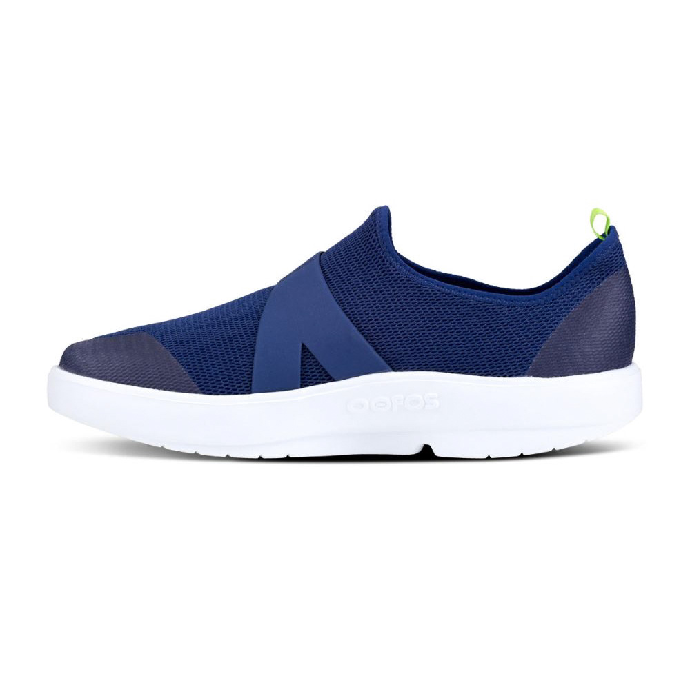 OOFOS Men's OOmg Low Shoe - White & Navy