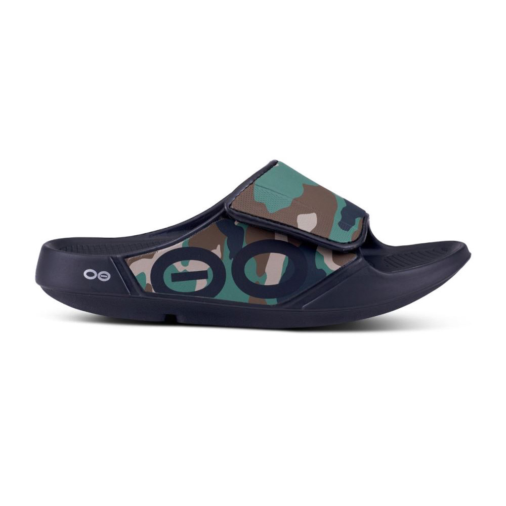 OOFOS Men's OOahh Sport Flex Sandal- Woodland Camo