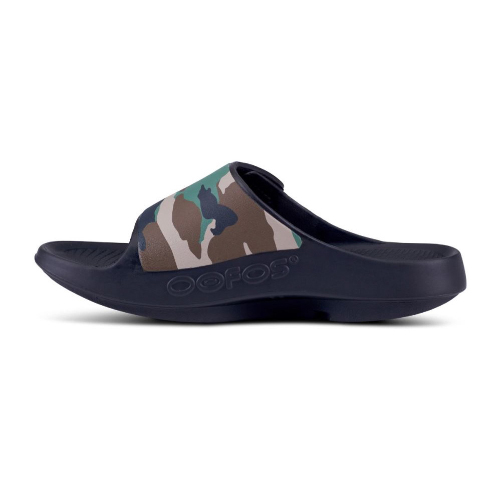 OOFOS Men's OOahh Sport Flex Sandal- Woodland Camo